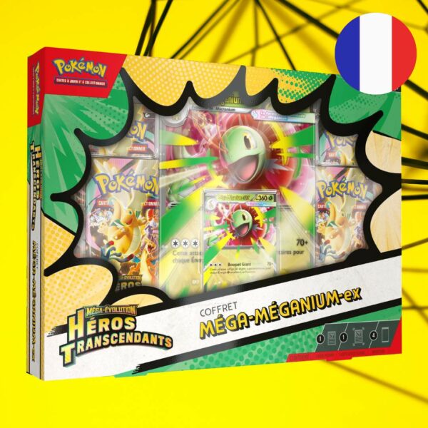 [PRÉCO] Trio de Coffrets Héros Transcendants – Méga‑Méganium‑ex, Méga‑Roitiflam‑ex et Méga‑Aligatueur‑ex [FR] [me02.5]
